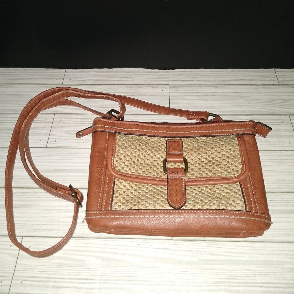 BOC Born Concept Faux Leather Shoulder Purse Handbag in Brown & Beige